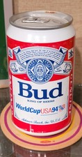 1994 ALUMINUM 33cL BUD BUDWEISER WORLD CUP STAY TAB BEER CAN EUROPEAN TRADE LTD