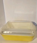 Vintage Pyrex Yellow #503-B Refrigerator Dish with Ribbed Lid #503-C