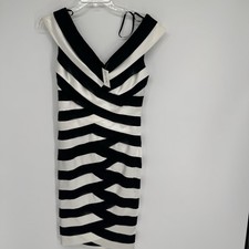 NWT Xscape Size 4 Black And White Sheath Cocktail Party Dress