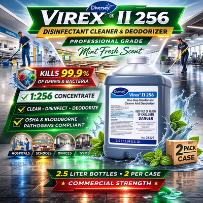 Diversey Virex II 256 Disinfectant Cleaner 2.5L 2/Case Commercial 04329