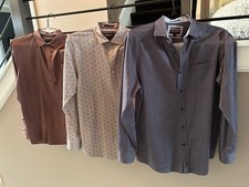 3 Men's Large Johnston  Murphy Geometric Prints Cotton Longsleeve Shirts - Nice