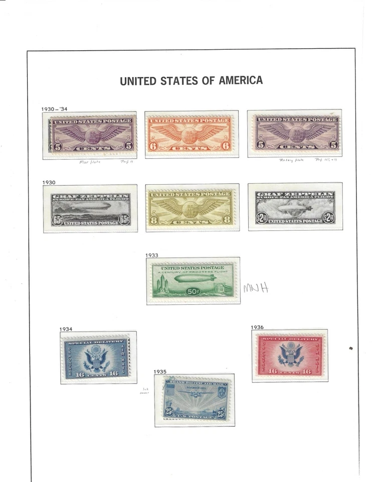 Silk's Stamps - GREAT USA Airmail Collection (1918-1958) - MNH Baby Zeppelin! - Image 2 of 4