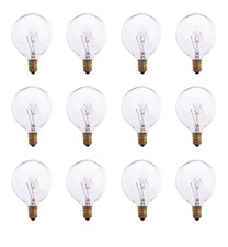 12 Globe Clear Light Bulbs Sunlite 25 Watt G16.5 Candelabra