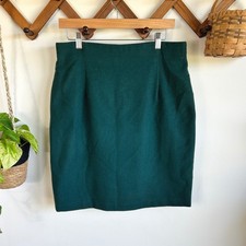 Capezio Vintage Wool Cashmere Pencil Skirt Forest Green Size 14 Made in USA