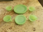 Vintage Fire-King Jadeite Jane Ray Set Of 12 Ribbed Pattern