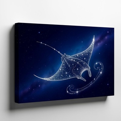Manta Ray Constellation Night Sky Canvas Wall Art Ocean Marine Decor Print