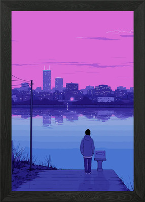 Love Lofi Pink Retro Framed Wall Art Poster Canvas Print Picture