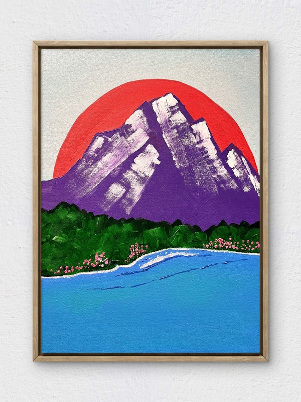 RiverRunArt Original Coastal 12x16 Mountain Canvas Wall Art Acrylic Home Decor