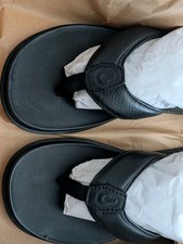Olukai Men's Olali Sandals Leather Flip Flop Size 12 Black