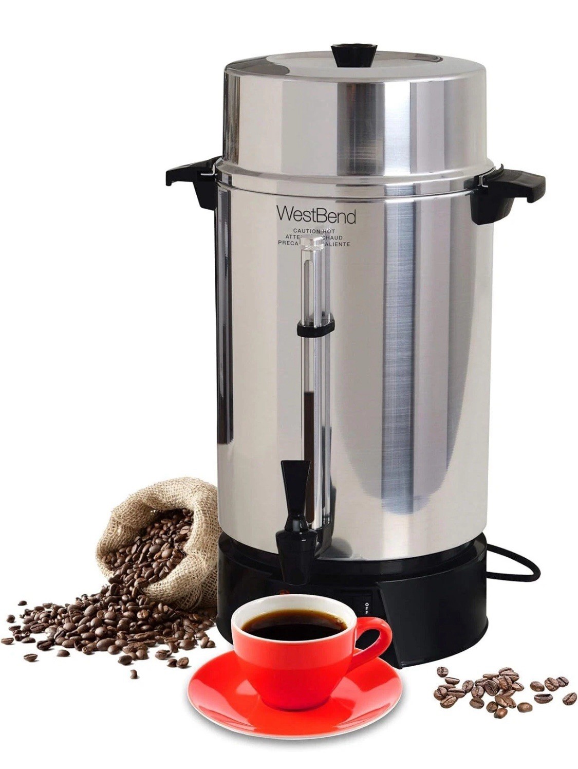 West Bend 100 Cups Coffee Urn Commercial Automatic Water Heater Aluminum Finish