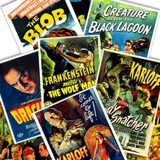 Vintage CLASSIC MONSTER Horror Movie Posters THE BLOB, FRANKENSTEIN, MUMMY