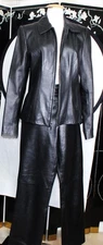 100% LEATHER PANTS W/  LEATHER JACKET 10/MEDIUM