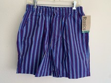 NEW M Vintage Trend Basics Blue Purple Stripe Shorts 90s Men Street Style Sport