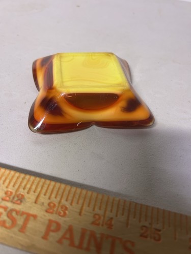 MCM Sasaki ? Slag Glass Trinket Dish/Ashtray Blood Orange - Picture 5 of 7