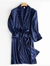 FREE SHIPPING   Mens Satin Robe Silk Robe satin Gown Satin Silk Pajama Lounge PJ