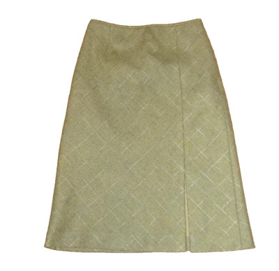 34 2 ICB chartreuse GREEN WOOL Alexanders of Scotland Harris Tweed pencil Skirt