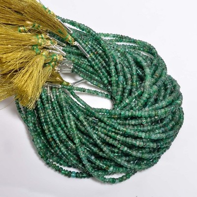 Natural Green Emerald Gemstone Rondelle Smooth Beads 2X2 5X5mm Strand 8'' AB-426