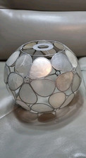 Vintage CAPIZ SHELL Floral Light Shades Silver Flower Retro 20cm
