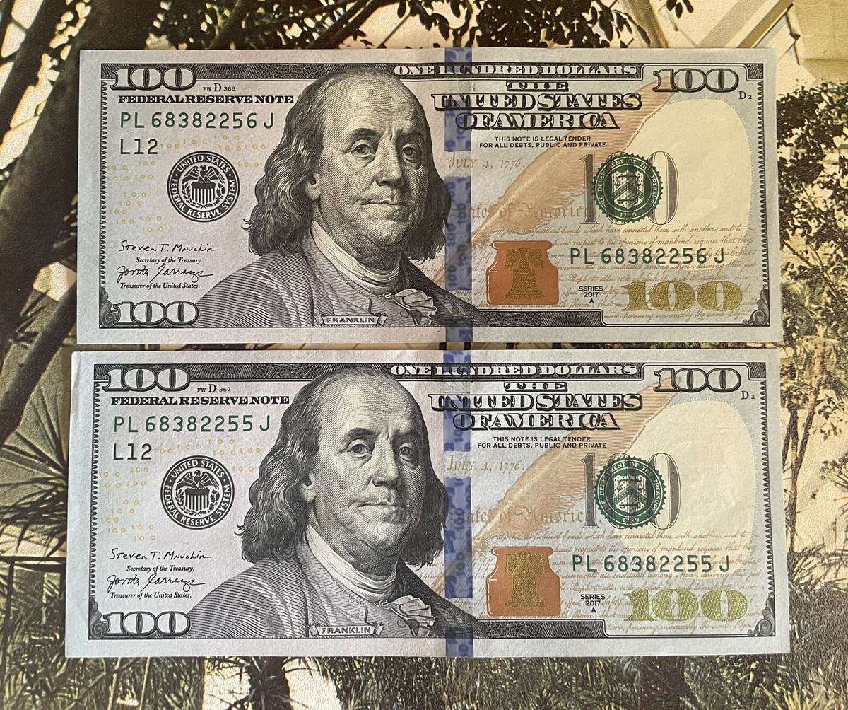 2 100 Sequential Serial Numbers $100 US Dollar Bills Consecutive Money  Hundred 1 | eBay