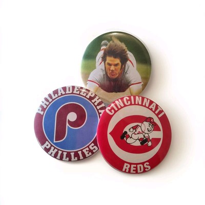 3'' Button Pin ~ PETE ROSE ~ Philadelphia Phillies & Cincy Reds ~ LOT of 3 ~ NEW