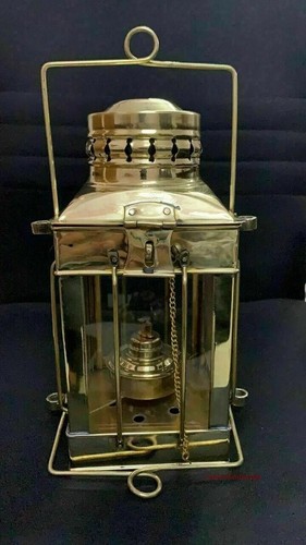 Hanging Ship 12" Lantern polished Brass Nautical Cargo Lamp Boat Light - Picture 2 of 6