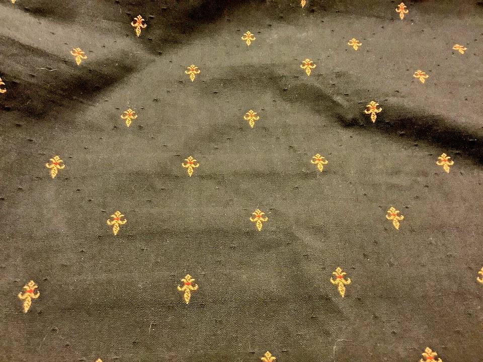 (1) 定制 Euro Sham ~ 24 英寸 Sq ~ 重棉/黑色背景 ~ 小 Fleur De Lis’s ~ — 第 2/4 张图片