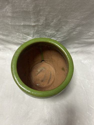 Medium 7 inch ceramic green planter pot with drainage saucer - Picture 5 of 8