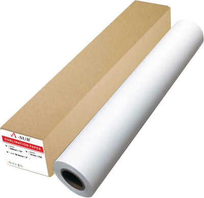 A-SUB Sublimation Paper Roll 13''x110' 2 Inch Core Inkjet Heat Transfer 105 gsm