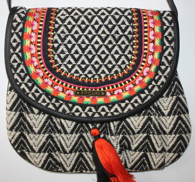 RIP CURL Womens Girls Black Multicolor Shoulder Bag Purse NEVERLAND FESTIVAL New