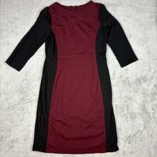 Talbots Women's Sheath Dress Black Crimson Flattering Crewneck Office Career 10