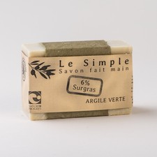 Savon naturel doux à l'argile verte - 6% surgras - Bio -Vegan