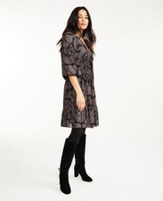 NWT~ANN TAYLOR PETITE~Black FLORAL Cinched Waist BOHO Flare DRESS~4 P~NEW!