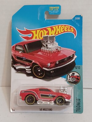 '68 Mustang Ford Fastback Red Tooned Blown Engine 2017 Hot Wheels Diecast 1:64