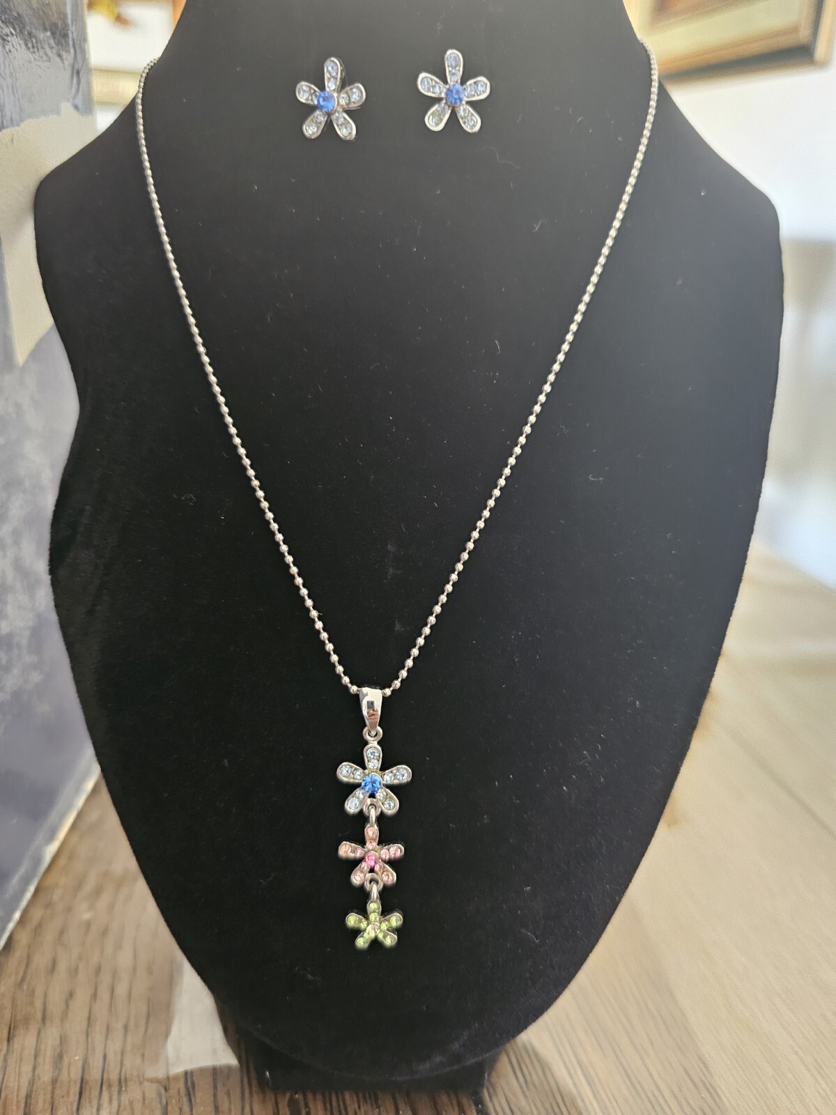 Cookie Lee Silvertone Multi Color Rhinestone Flow… - image 2