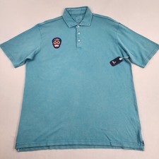 Johnnie-O polo t-shirt L Large bay blue stretch button JMPO5550 skull 98 mens