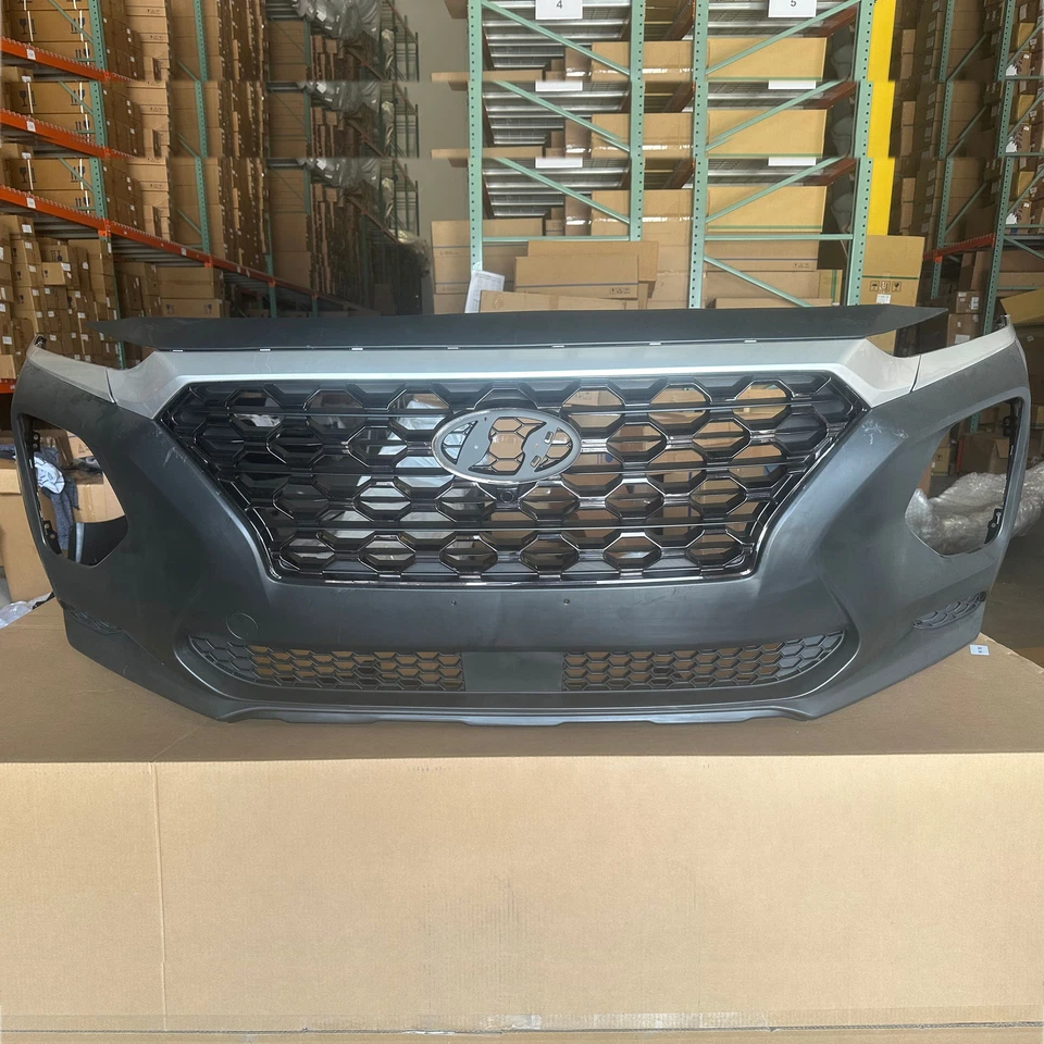 Bumper Assembly for 2019 2020 2021 Hyundai Santa Fe with Grilles Chrome - Image 2 of 4