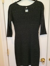 CLASSIC BLACK SWEATER DRESS METALLIC Sparkle Med