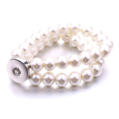 10pcs/Lot  Two Layer Faux Pearl Snap Button Charm Bracelet  Fit 18mm Button
