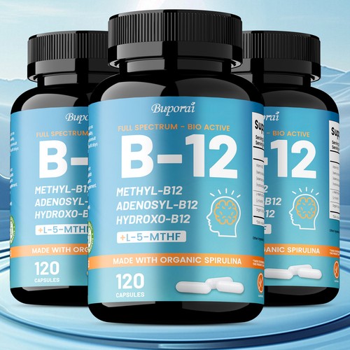 Vitamin B12 - Spirulina, L-Methylfolate - Energy Metabolism, Nervous Health