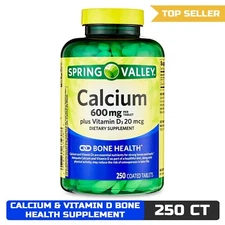 Spring Valley Calcium Plus Vitamin D, 600 mg, 250 Tablets
