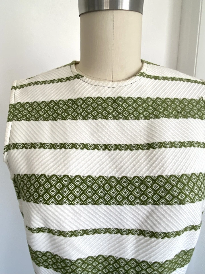 Vestido De Colección Años 60 Pat Premo California Tejido Cinturón Mod Verde Foto 3 de 4