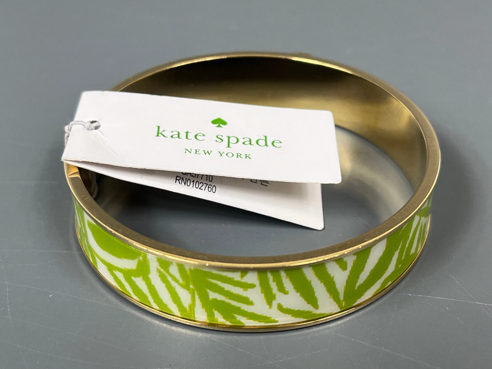 Braccialetto Bracciale Vintage Kate Spade Modello Foglia Verde & Bianco Nuova Etichetta LEGGERE