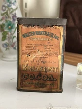 Vintage Walter Baker & Co. Ltd. Breakfast Cocoa Tin- Full- Massachusetts
