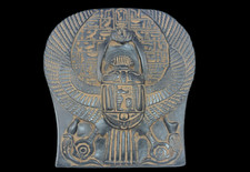 Rare Egyptian Antique Stela of Winged Scarab for Protection BC Egyptology