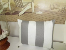 Outdoor Gray Stripe Patio Porch Toss pillow cover Z Closure 12 x 16