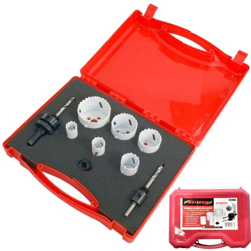 9-Piece Bi-Metal Hole Saw Kit - Cuts Wood, Metal, Drywall, Perfect For Plumbers