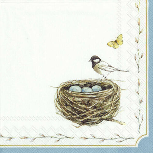 EASTER NEST white bird paper 33 cm square 3 ply napkins 20 pack - Picture 1 of 1