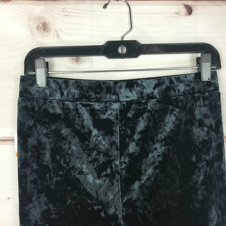 Leggings Thalia Sodi para mujer pequeños negros de terciopelo elásticos tiro medio tobillo lisos Foto 4 de 4