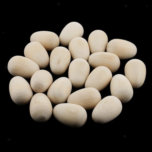 20pcs 27x35mm Unpainted Wooden Eggs Decorations Easter, - Picture 4 of 7