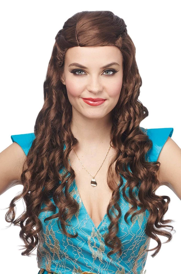 Peruca fantasia princesa renascentista medieval nova em folha - Imagem 2 de 2